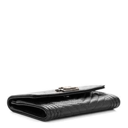 Chanel Caviar Chevron Quilted Boy Flap Card Holder Black 4 of 8