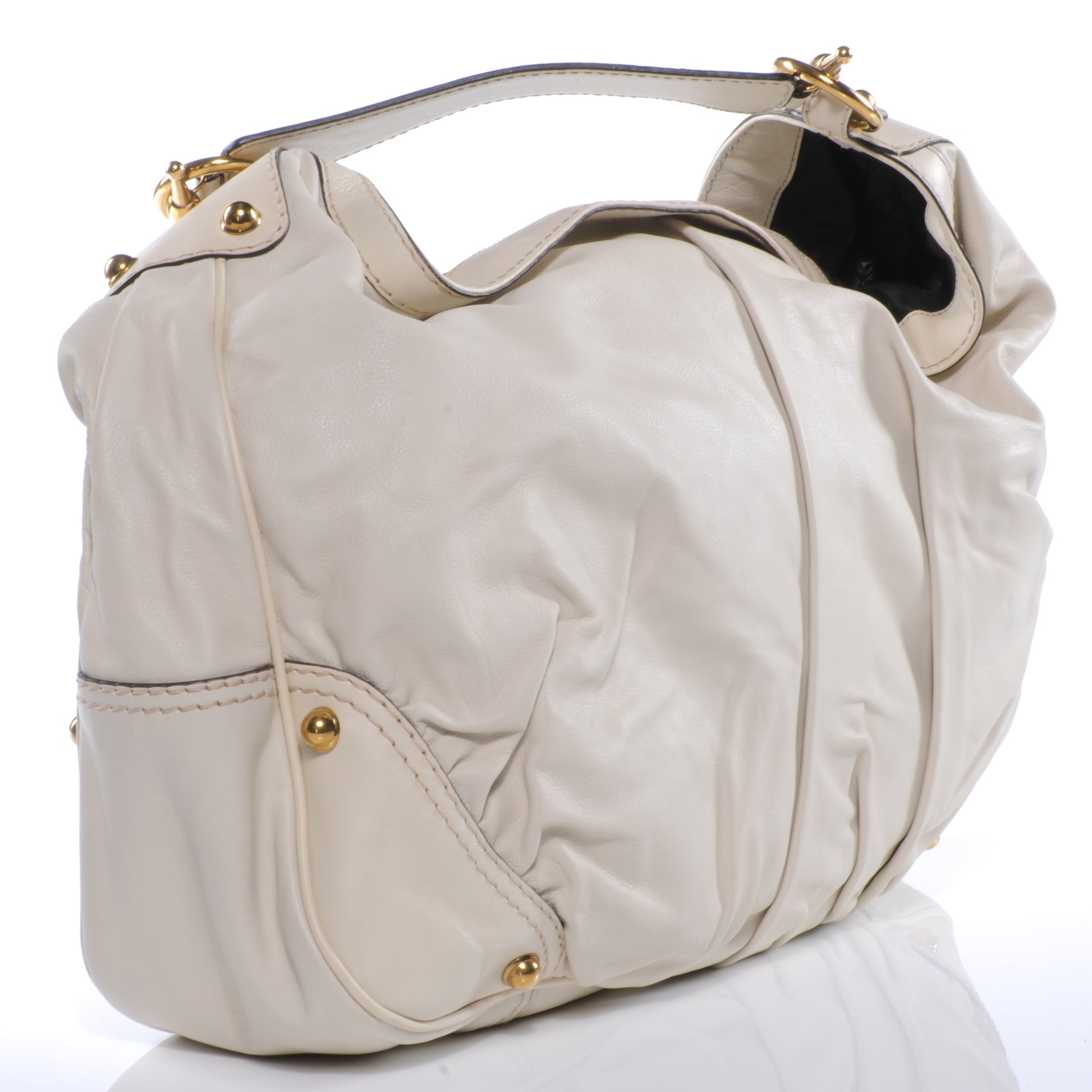 Gucci Leather Large Jockey Hobo White 3 of 7