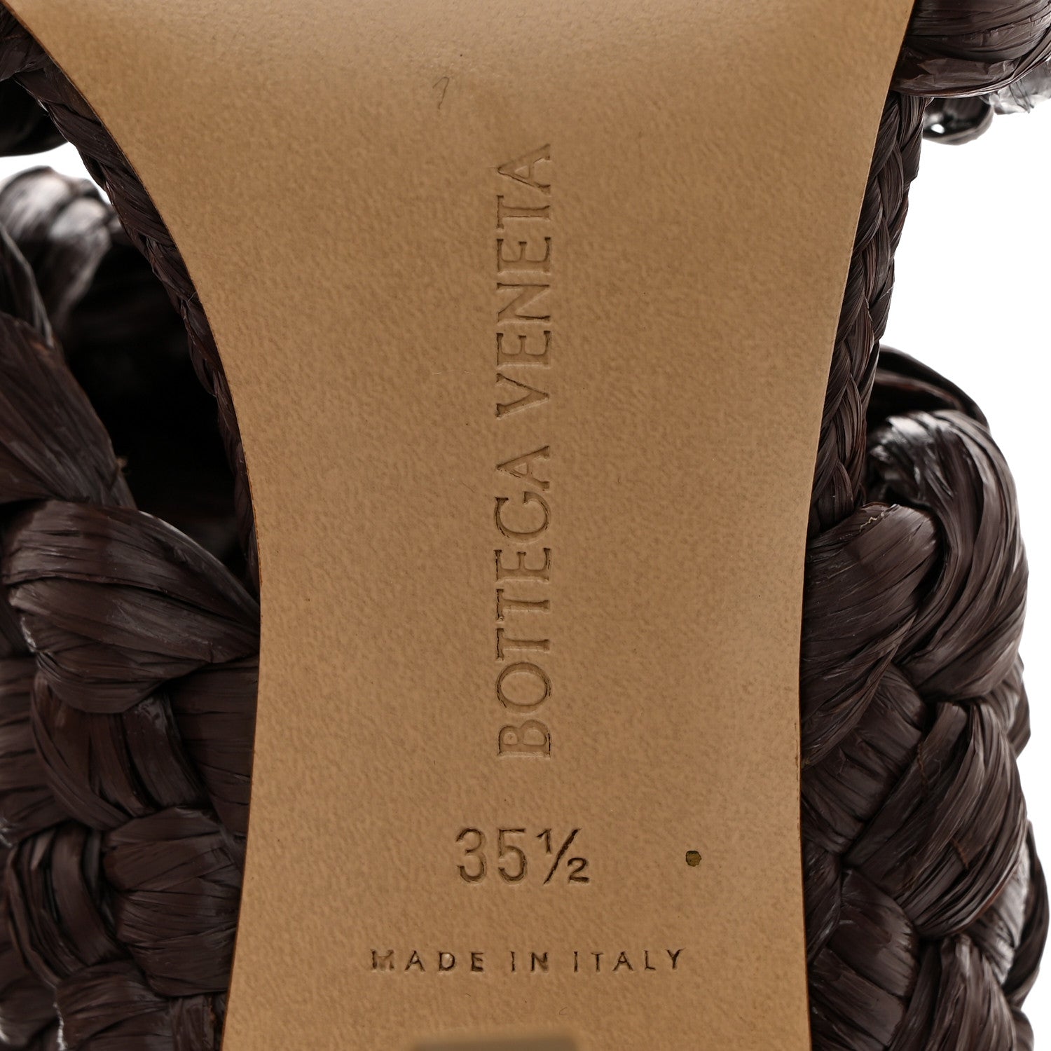 Bottega Veneta Nappa Twisted Intrecciato Raffia Slide Sandals 35.5 Bitter Chocolate 7 of 7