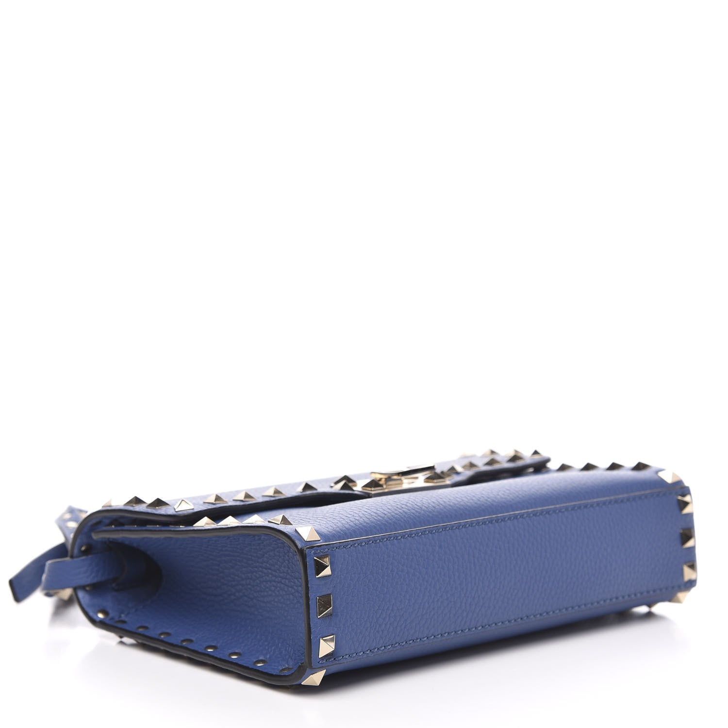 Valentino Garavani Pebbled Calfskin Medium Rockstud Flip Lock Crossbody Bag Baltique 4 of 8
