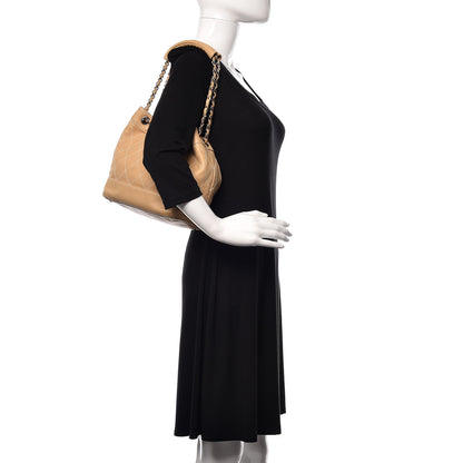 Chanel Lambskin Contrast Stitch Small Drawstring Tote Light Beige 2 of 14