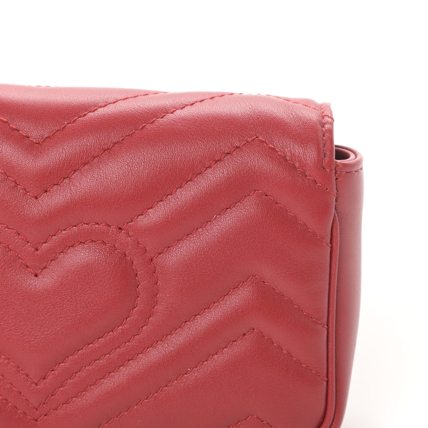 Gucci Calfskin Matelasse Super Mini GG Marmont Shoulder Bag Hibiscus Red 14 of 15