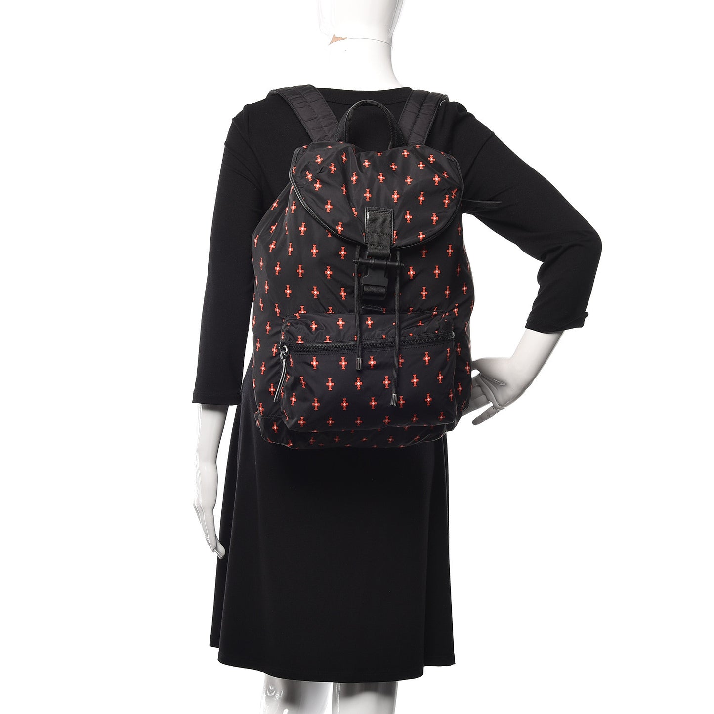 Nylon Totem Printed Backpack Black