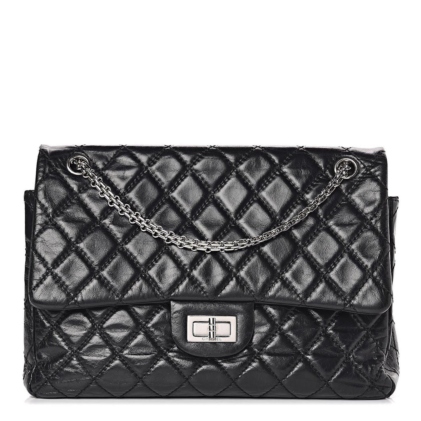 Glazed Calfskin Quilted Surpique 2.55 Reissue Black