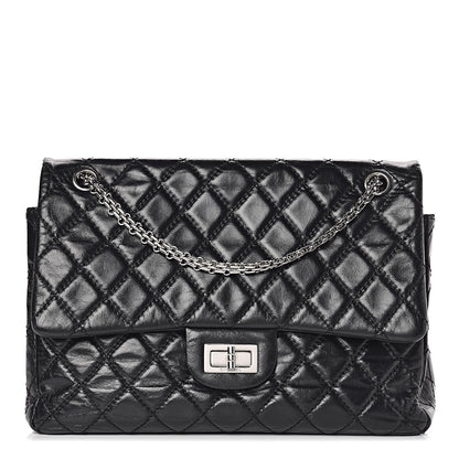 Chanel Glazed Calfskin Quilted Surpique 2.55 Reissue Black 1 of 17