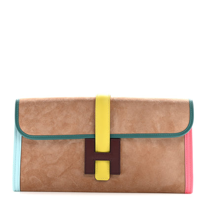 Hermes Veau Grizzly Swift Jige Elan 29 Clutch Malachite Bordeaux 2 of 16