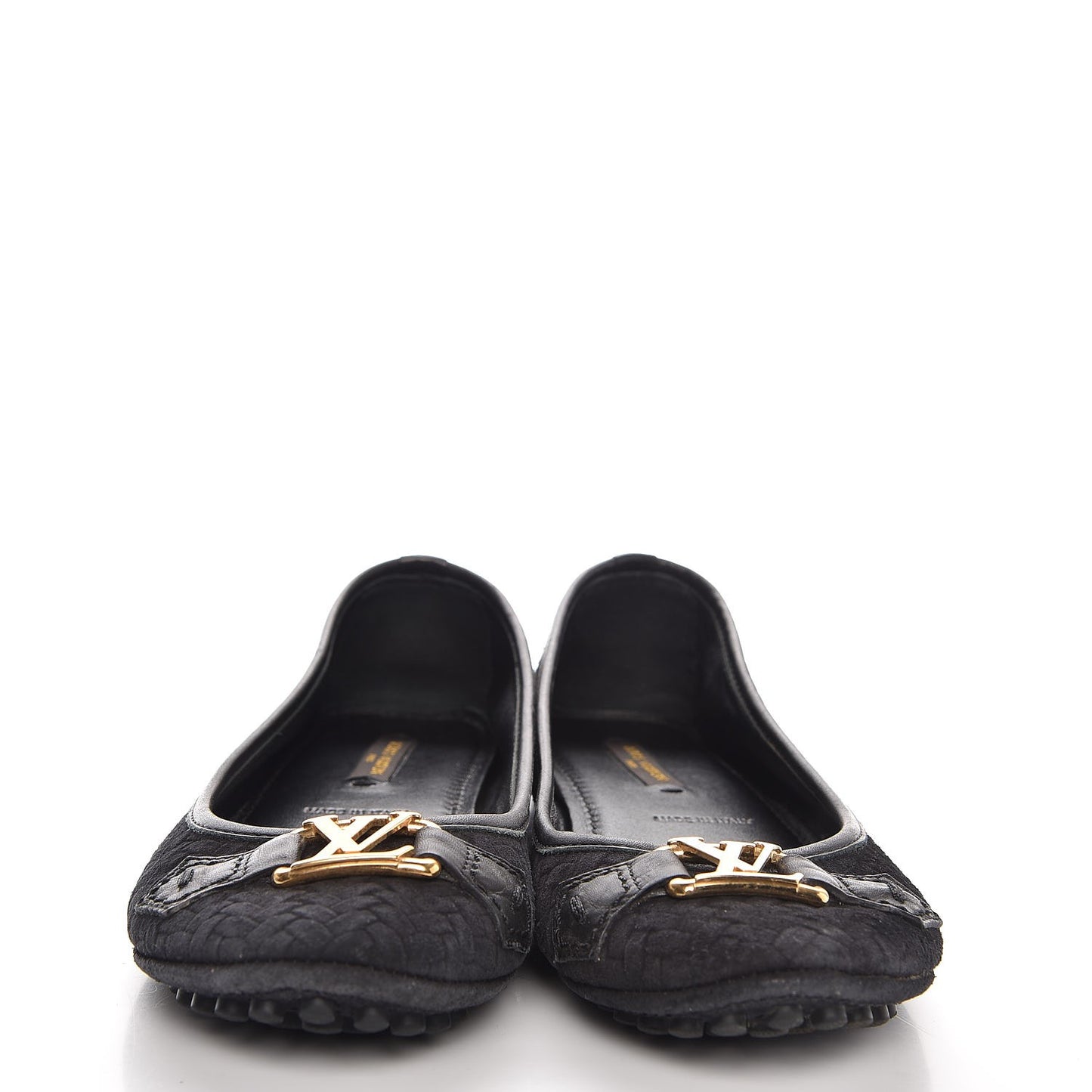 Woven Suede Oxford Ballerina Flats 35 Black