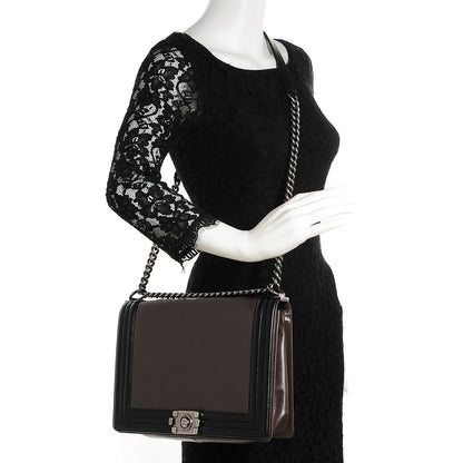 Chanel Glazed Calfskin Large Boy Flap Black Brown 2 of 8