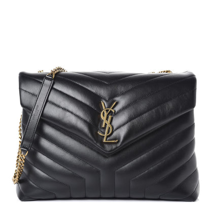 Saint Laurent Calfskin Y Quilted Monogram Medium Loulou Chain Satchel Black 1 of 9