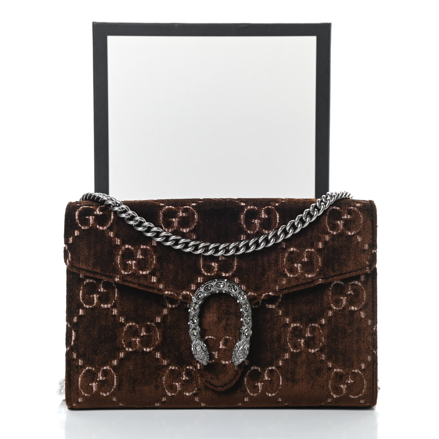 Gucci Velvet GG Monogram Mini Dionysus Chain Wallet Brown 11 of 11