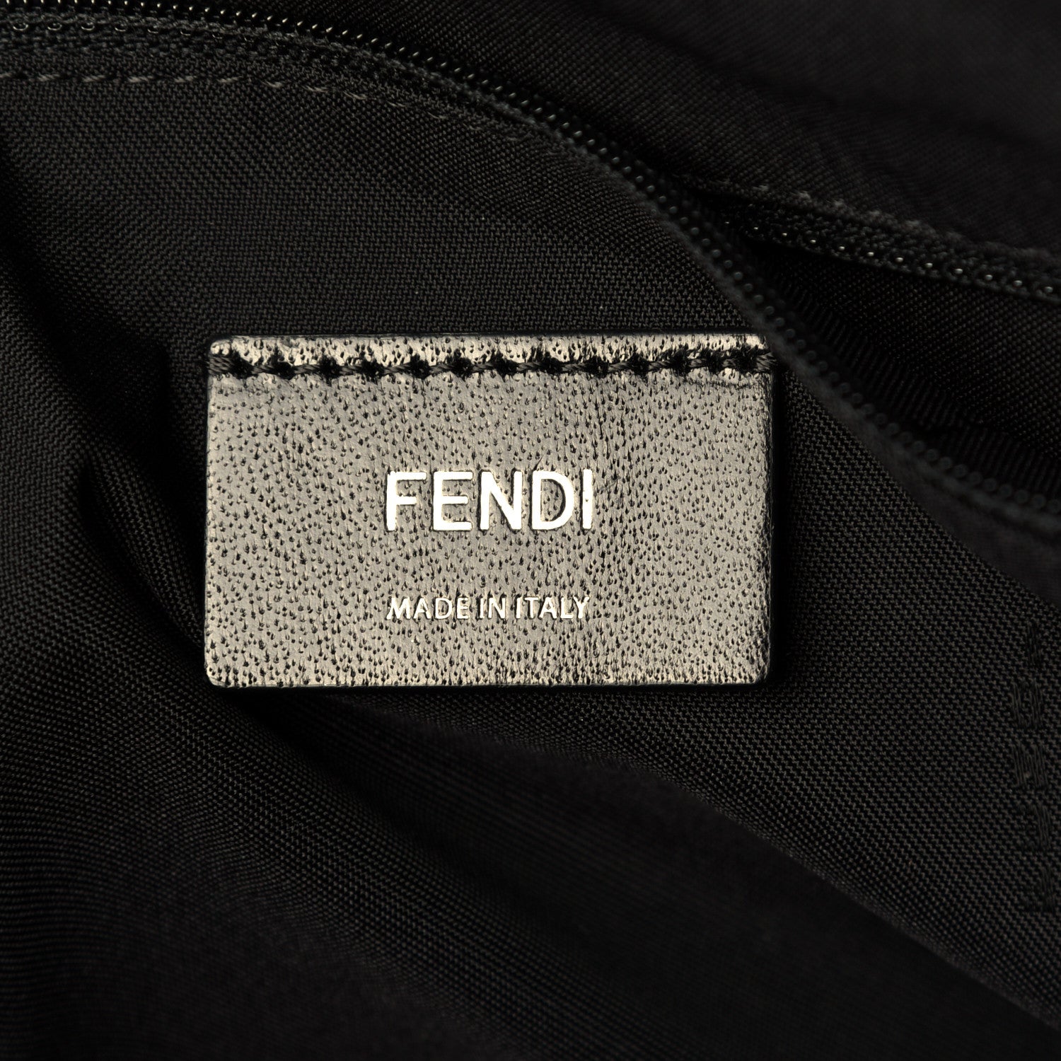 Fendi Nylon Shearling Block Letter Logo Tote Black Multicolor 5 of 12