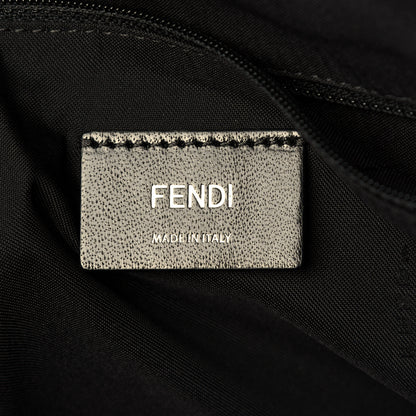 Fendi Nylon Shearling Block Letter Logo Tote Black Multicolor 5 of 12
