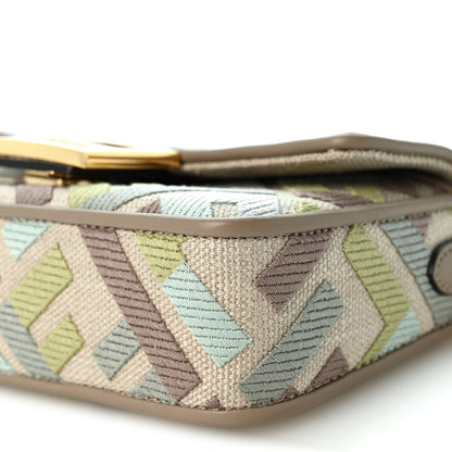 Fendi Canvas Vitello King Seta FF Embroidered Mini Baguette Matcha Milk Dove 10 of 10