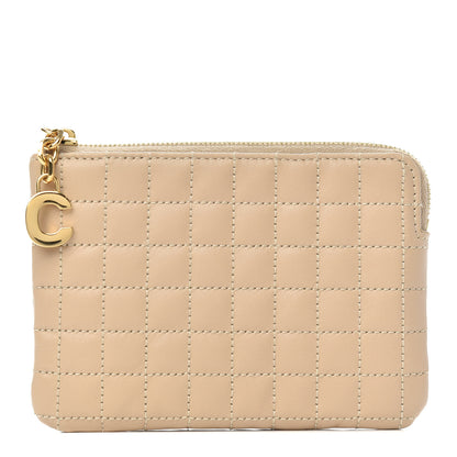 Celine Calfskin Quilted C Charm Coin Card Pouch Nude 1 of 6