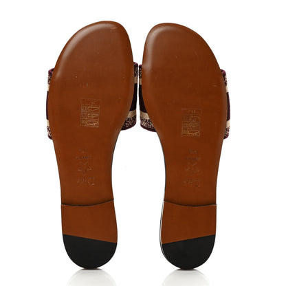 Christian Dior Canvas Embroidered Dway Mules Slide Sandals 37.5 Burgundy 5 of 8