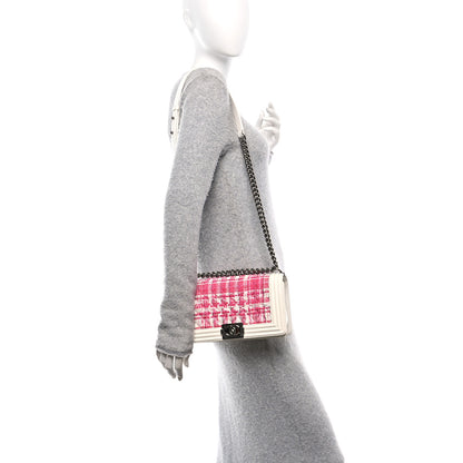 Chanel Patent Tweed Medium Boy Flap White 2 of 13