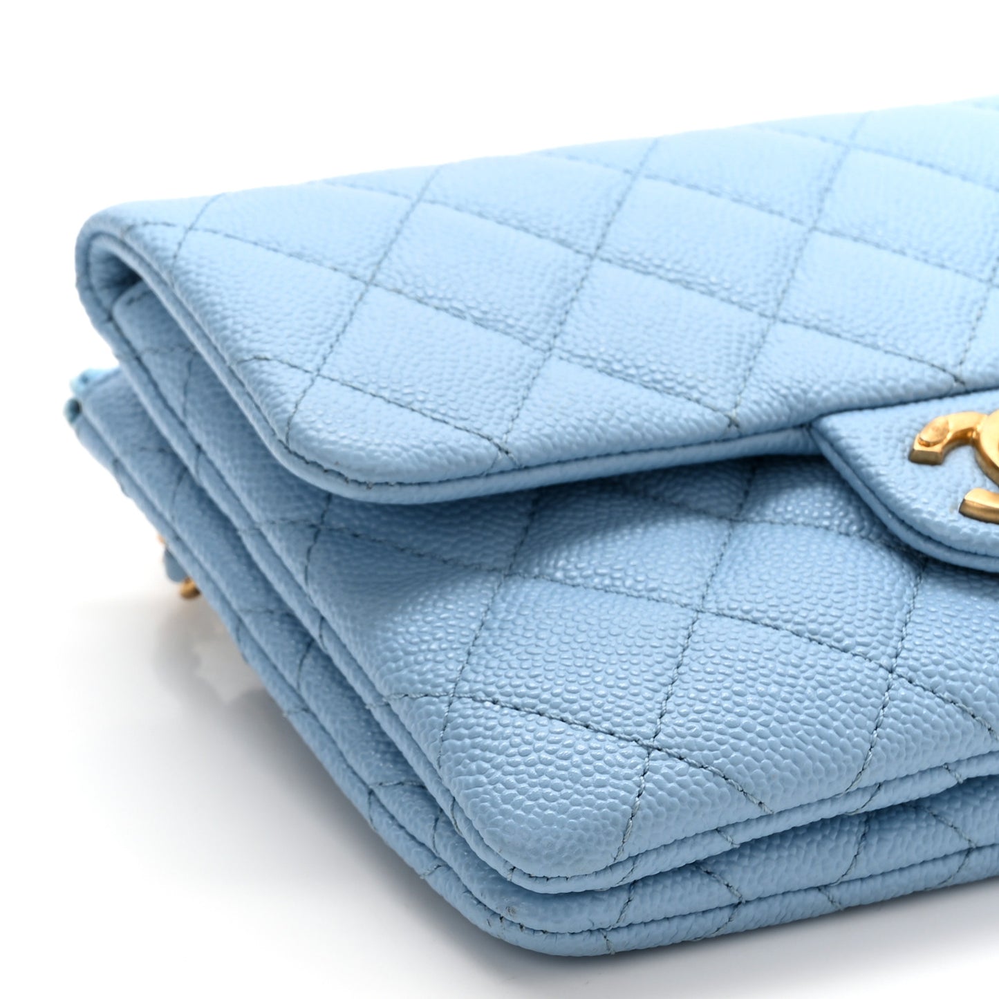 Shiny Caviar Pick Me Up Flap Belt Bag Light Blue