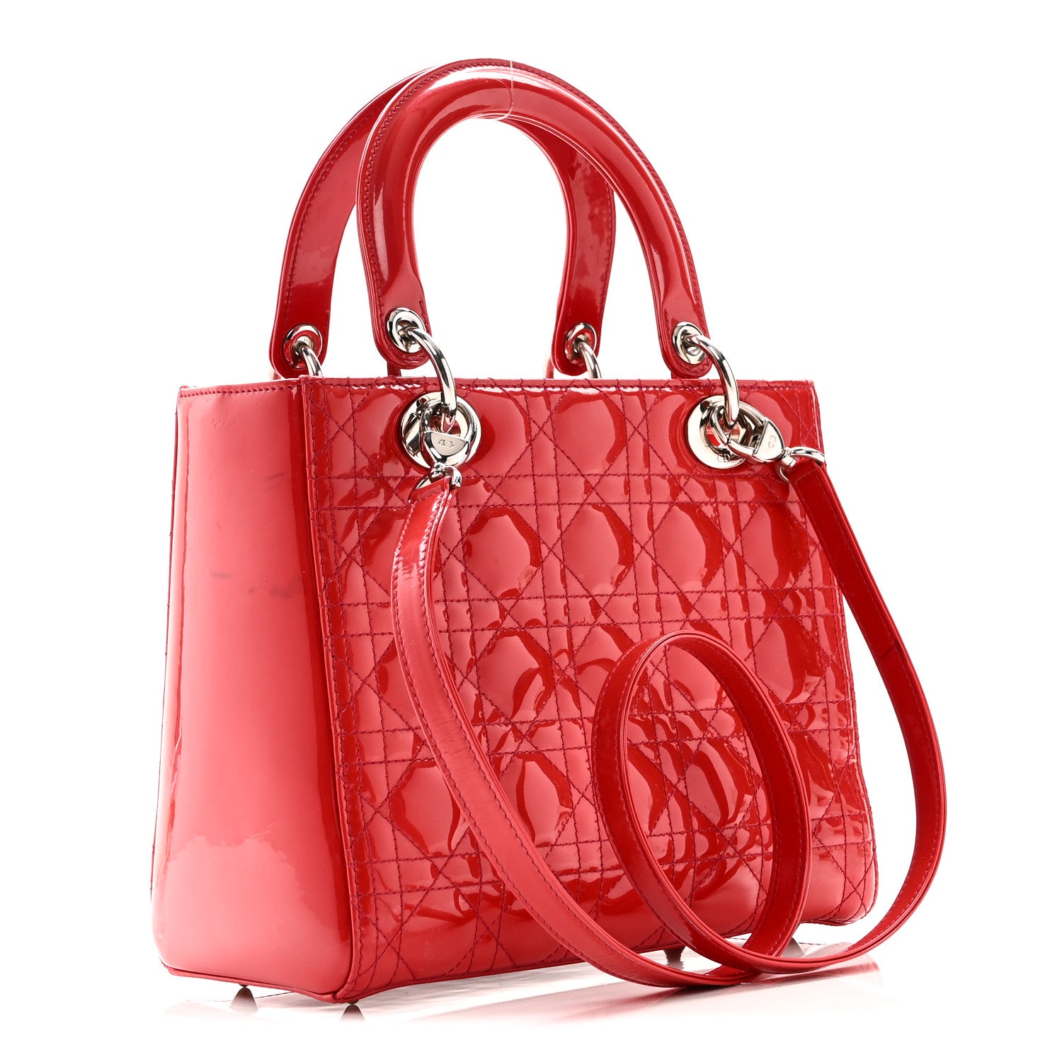 Christian Dior Patent Cannage Medium Lady Dior Fuchsia 3 of 12