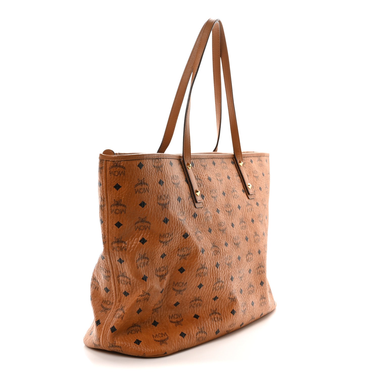 MCM Visetos Large Liz Reversible Shopper Tote Cognac 3 of 10