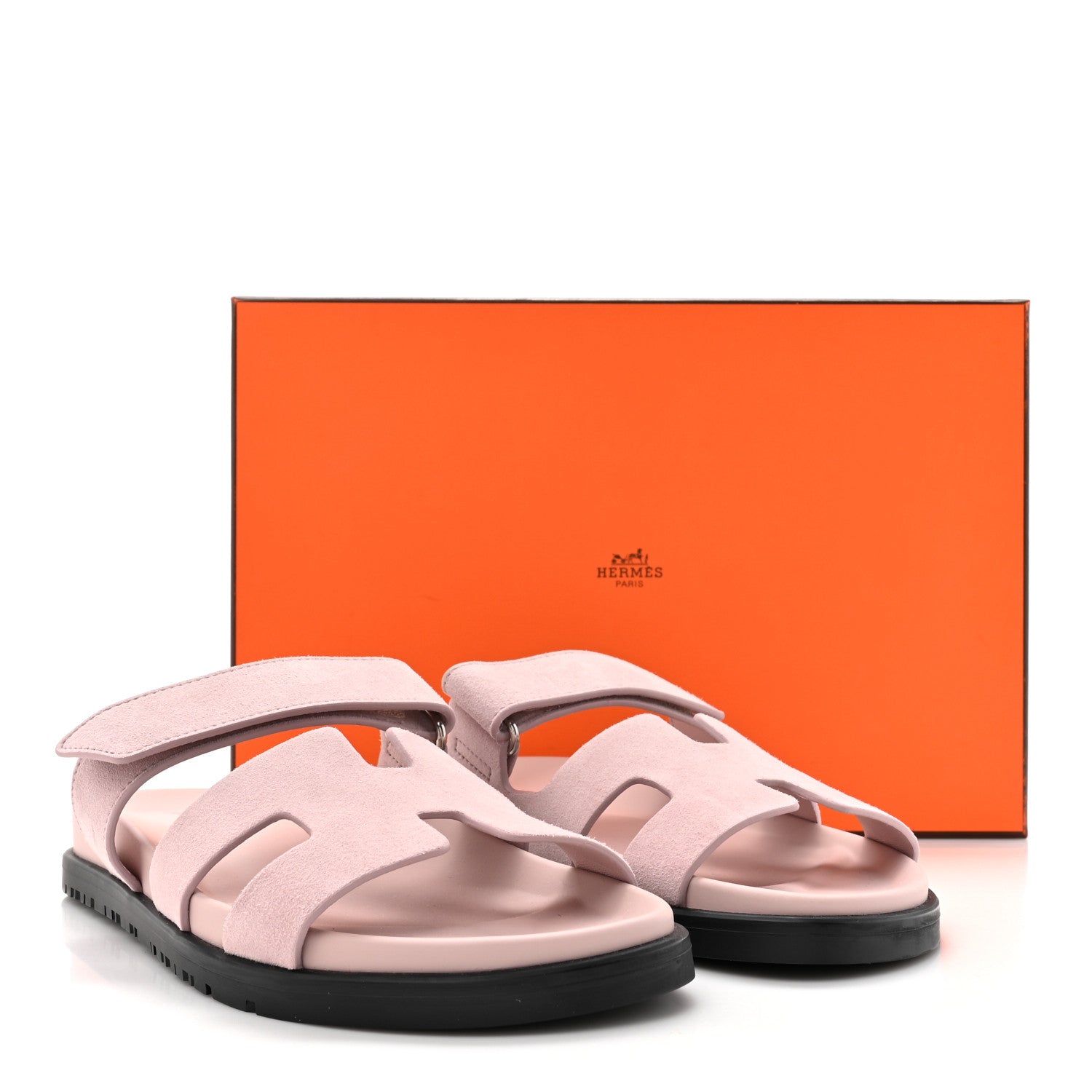 Hermes Suede Goatskin Womens Chypre Sandals 36 Rose Porcelaine 9 of 9
