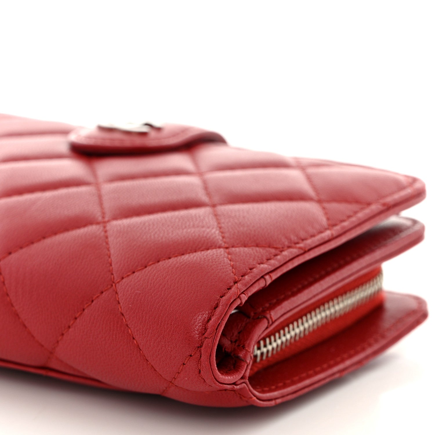 Chanel Lambskin Quilted CC French Wallet Red 11 of 12