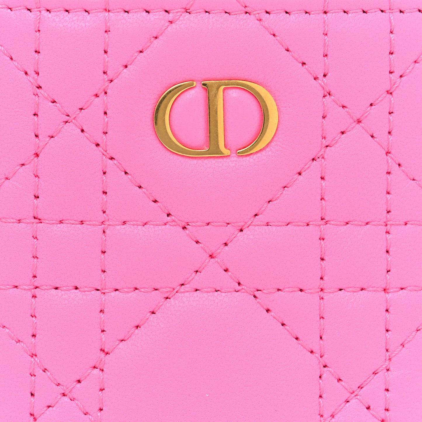 Calfskin Cannage Caro Card Holder Pink