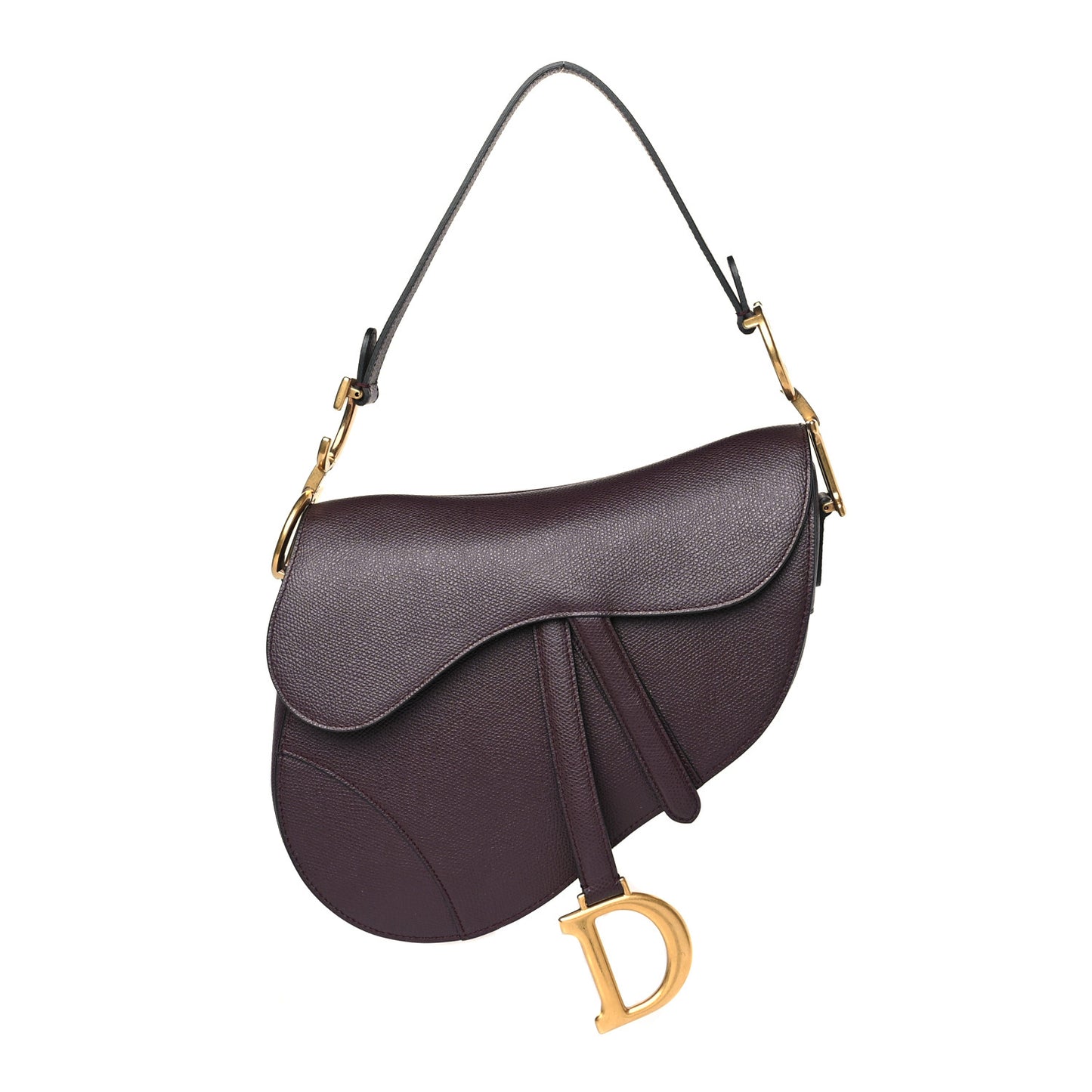Grained Calfskin Saddle Bag Burgundy