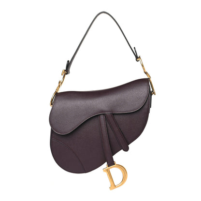 Christian Dior Grained Calfskin Saddle Bag Burgundy 1 of 9