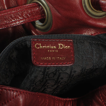 Christian Dior Lambskin Cannage Drawstring Bag Red 5 of 7