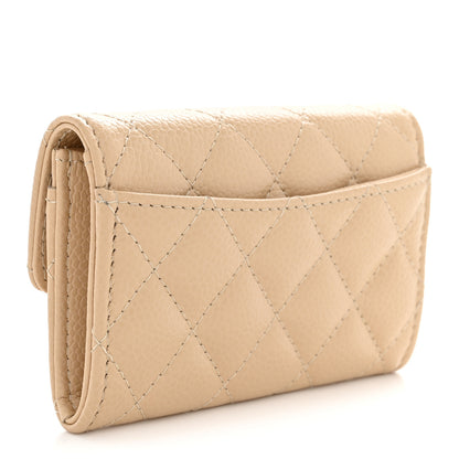 Chanel Caviar Quilted Flap Card Holder Wallet Beige 3 of 7