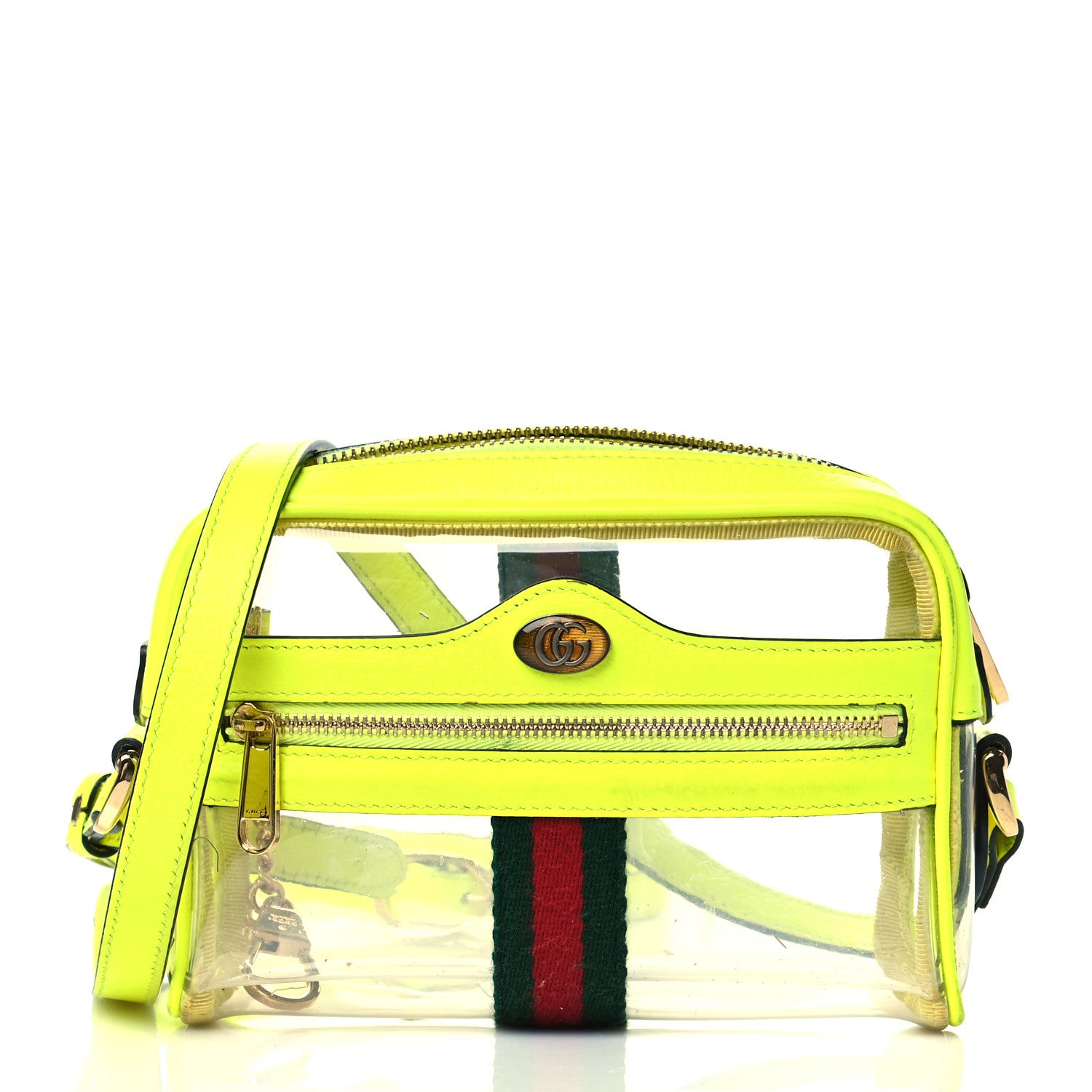 Gucci Vinyl Web Mini Ophidia Transparent Shoulder Bag Yellow Fluo 1 of 11