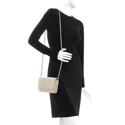 Chanel Caviar Quilted Wallet On Chain WOC Light Gold 2 of 10