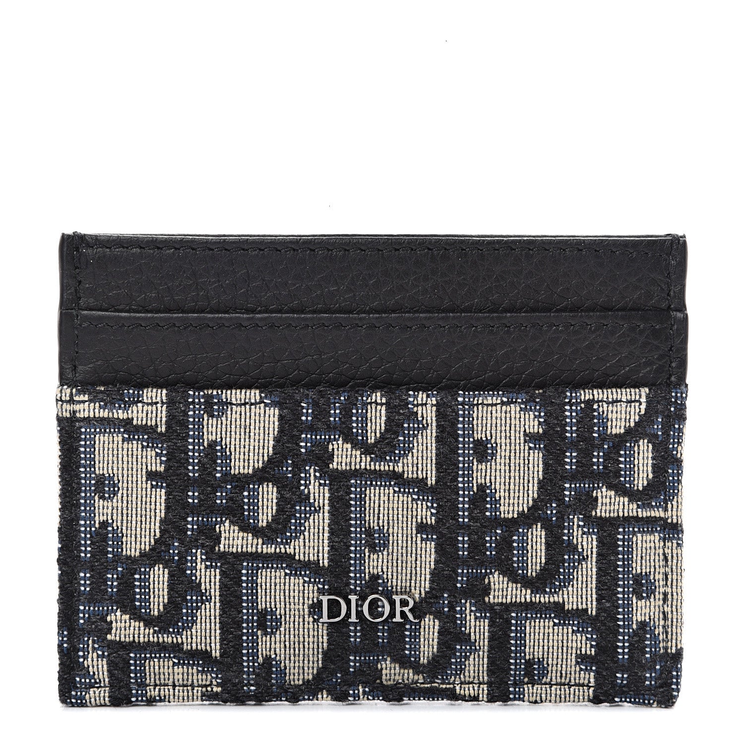 Christian Dior Grained Calfskin Oblique Card Holder Black 1 of 8