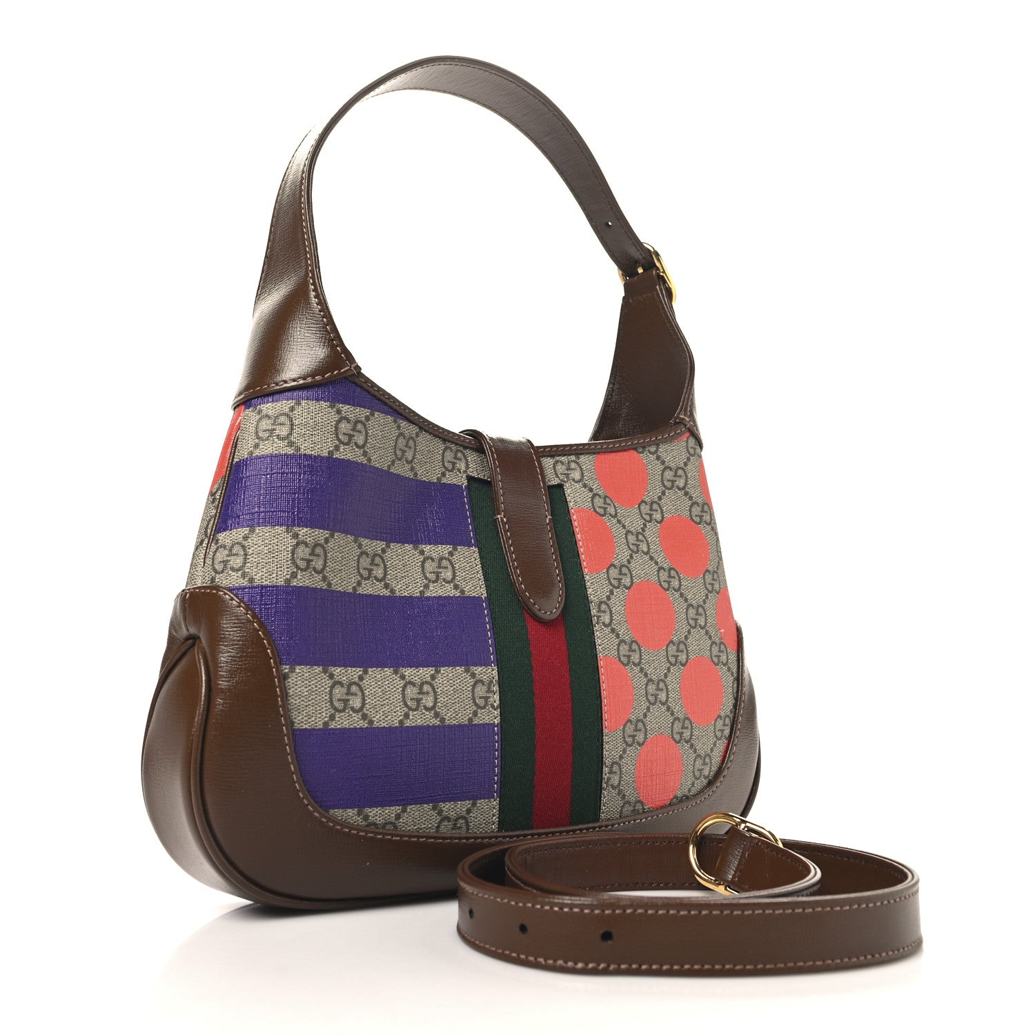 Gucci GG Supreme Monogram Azalea Calfskin Print Web Small Jackie 1961 Hobo Multicolor 3 of 10
