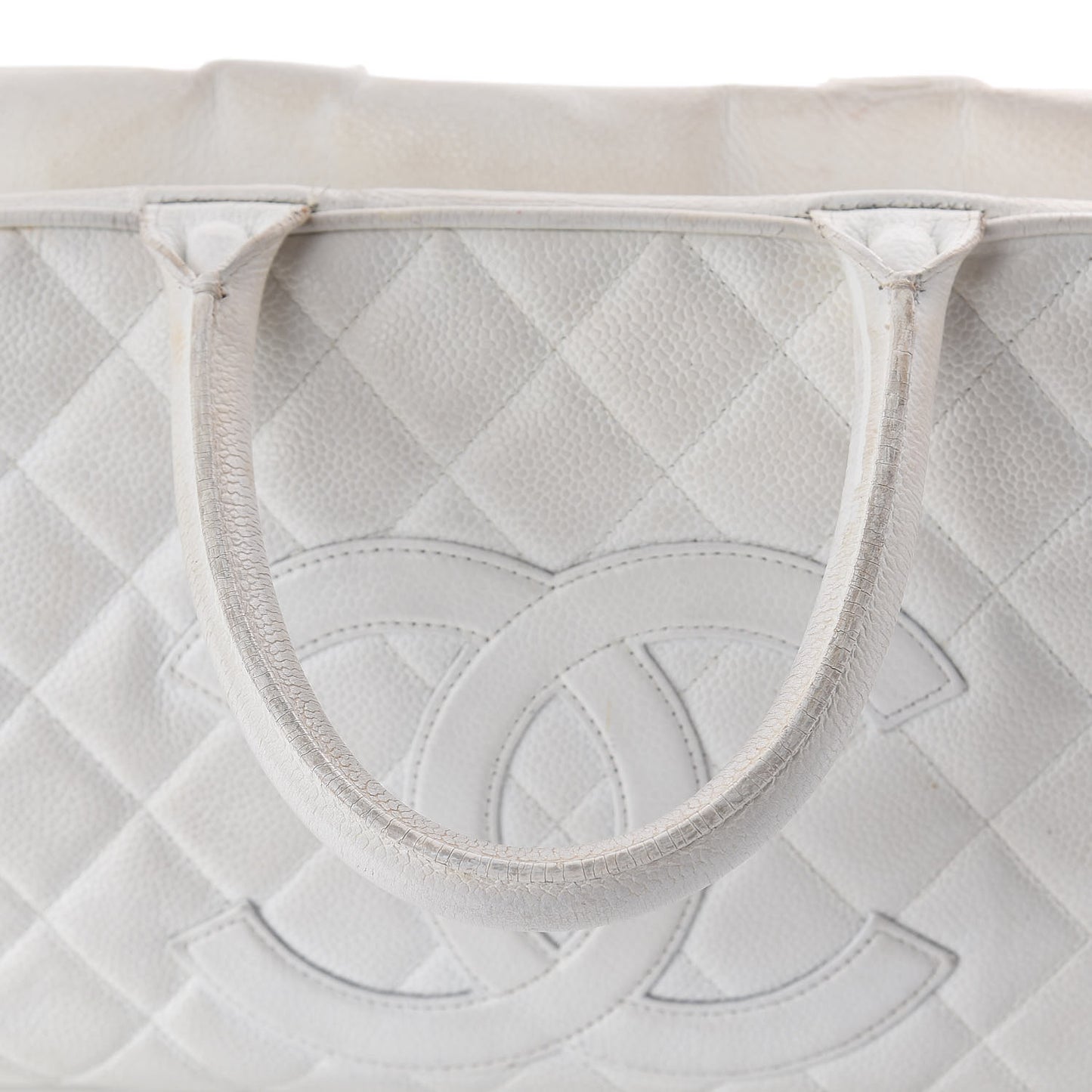 Caviar Quilted Large Bowler White