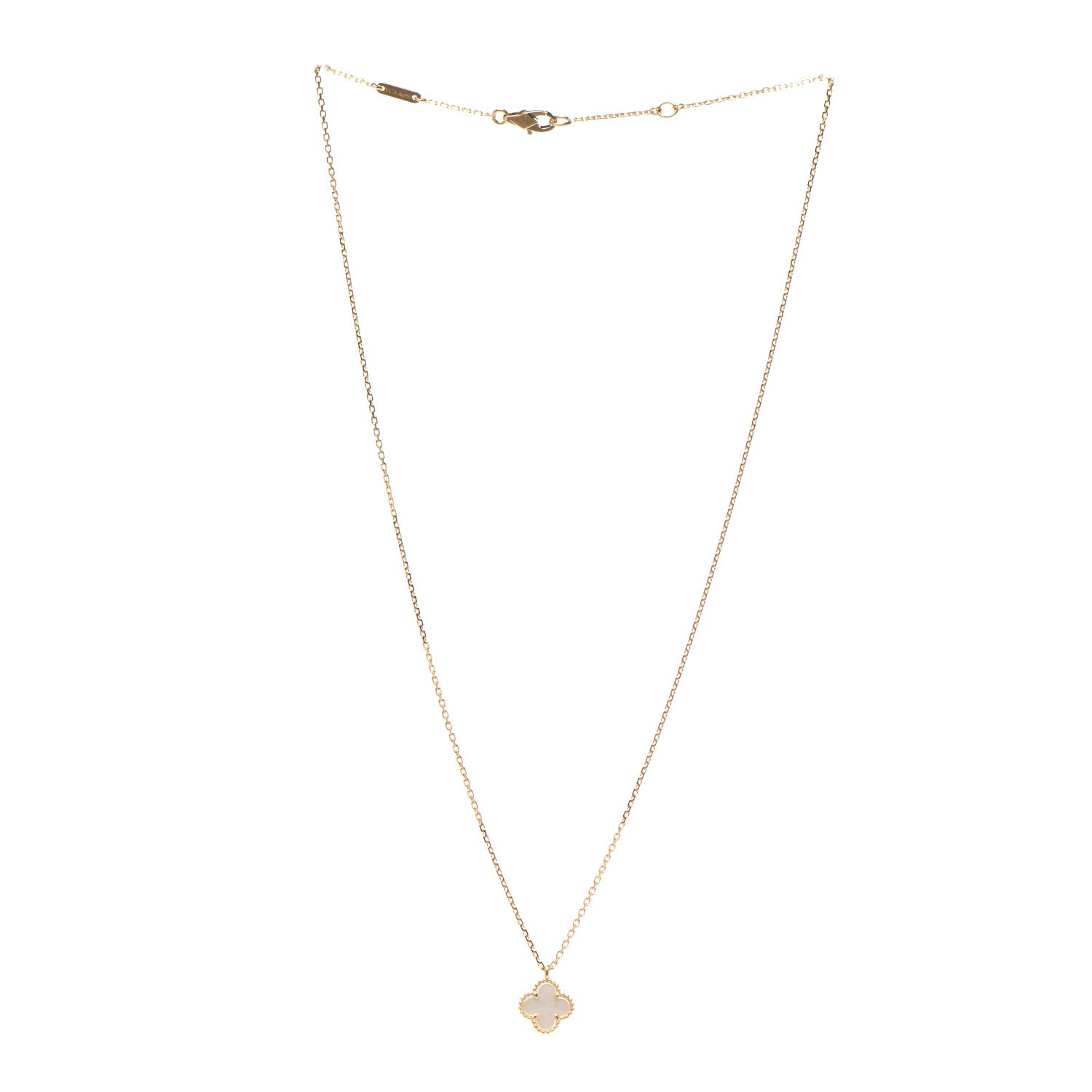 Van Cleef & Arpels 18K Yellow Gold Mother of Pearl Sweet Alhambra Pendant Necklace 3 of 7