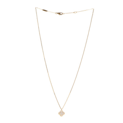 Van Cleef & Arpels 18K Yellow Gold Mother of Pearl Sweet Alhambra Pendant Necklace 3 of 7