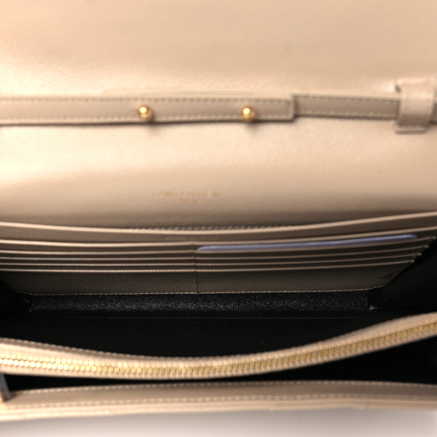 Grain De Poudre Matelasse Chevron Monogram Chain Wallet Dark Beige