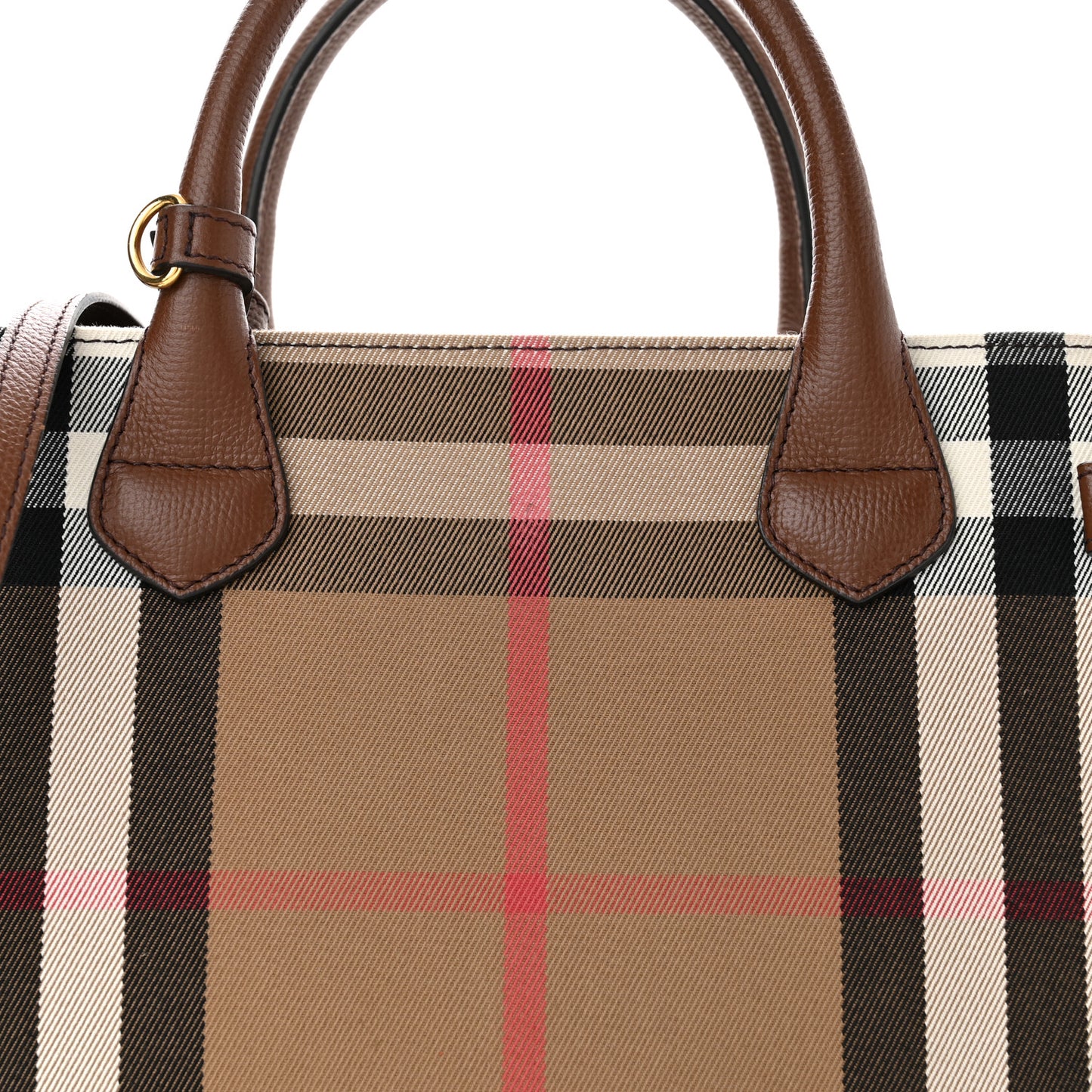 House Check Grainy Calfskin Medium Banner Tote Brown