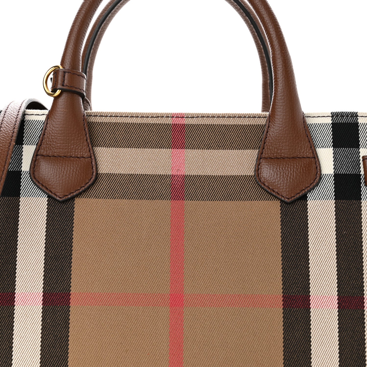 Burberry House Check Grainy Calfskin Medium Banner Tote Brown 7 of 9