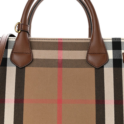 Burberry House Check Grainy Calfskin Medium Banner Tote Brown 7 of 9