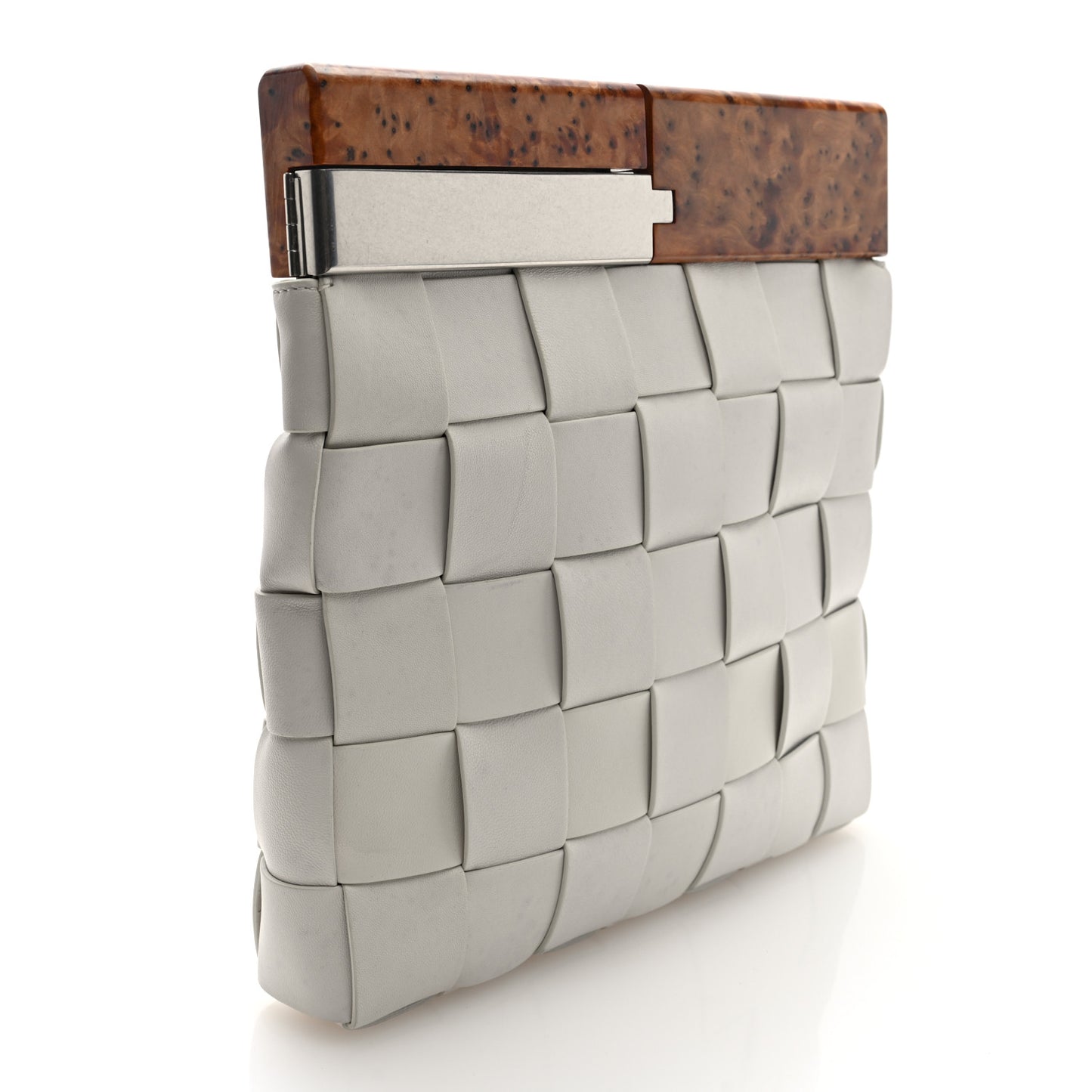 Nappa Intrecciato The Snap Clutch White