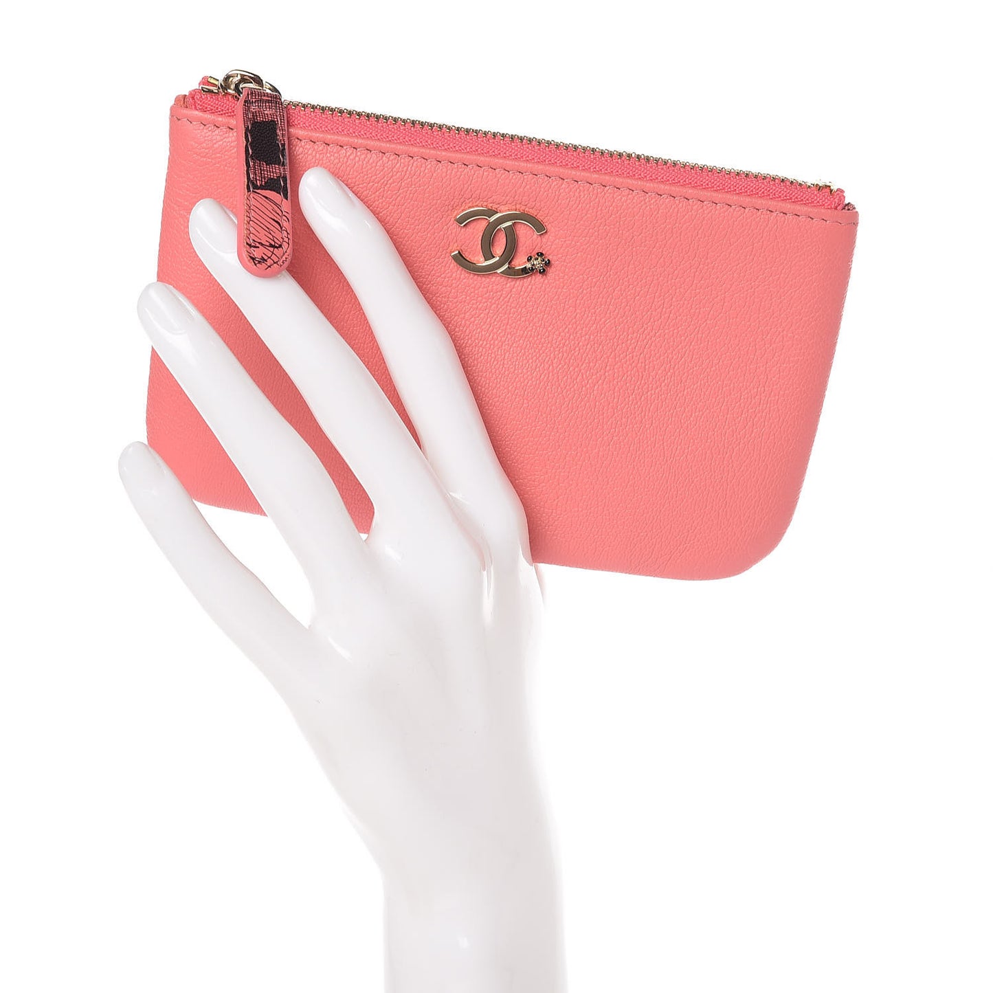 Goatskin Small CC Clover Cosmetic Case Pink