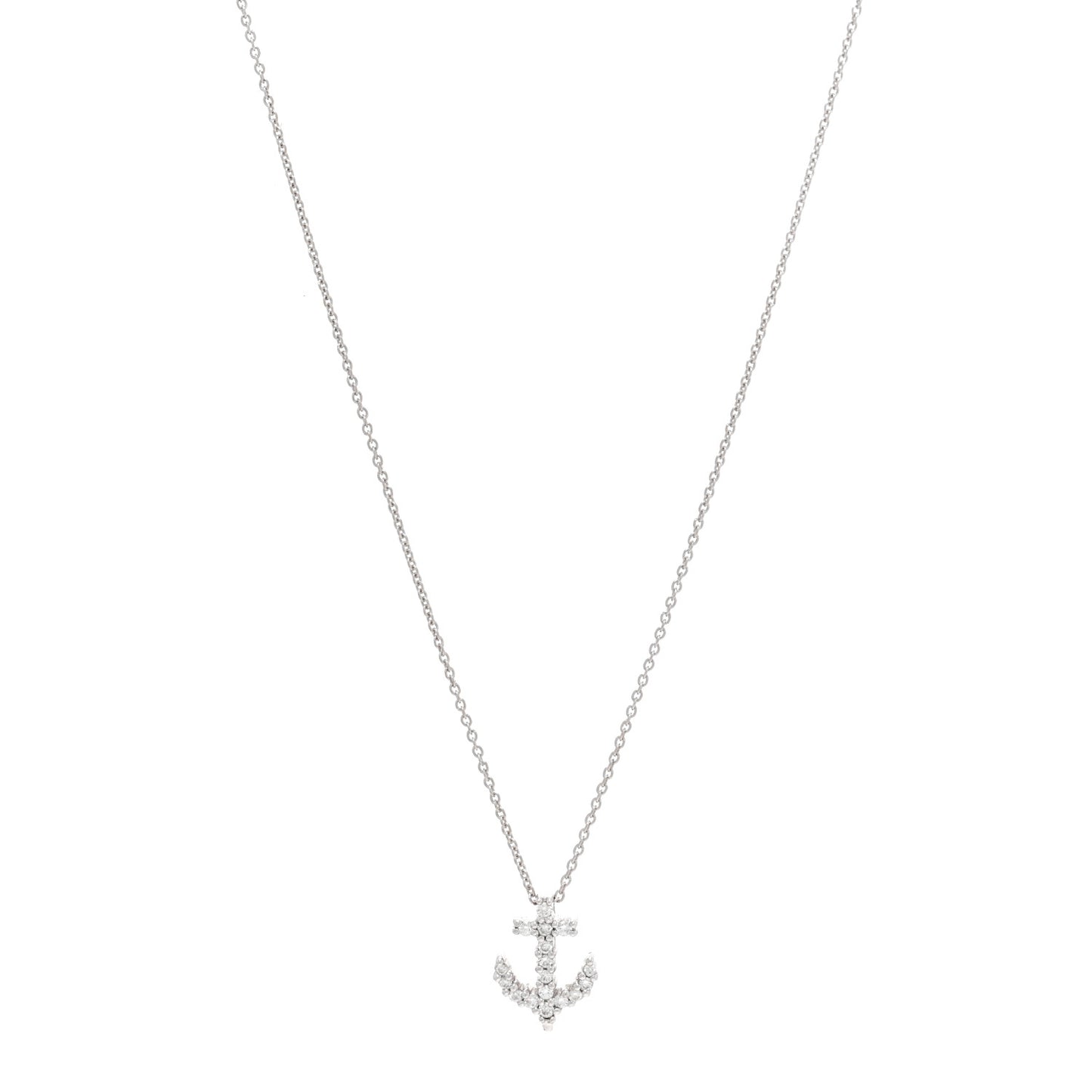 18K White Gold Diamond Tiny Treasures Anchor Pendant Necklace