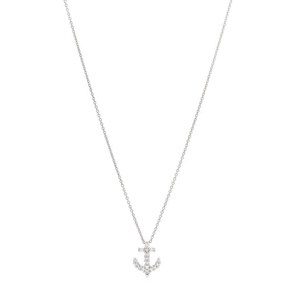 Roberto Coin 18K White Gold Diamond Tiny Treasures Anchor Pendant Necklace 1 of 4