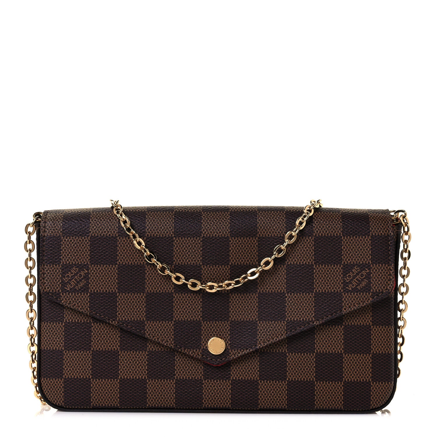 Louis Vuitton Damier Ebene Pochette Felicie Chain Wallet 1 of 9