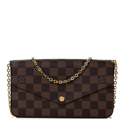 Louis Vuitton Damier Ebene Pochette Felicie Chain Wallet 1 of 9