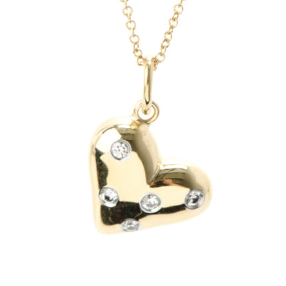 Tiffany 18K Yellow Gold Platinum Diamond Etoile Heart Pendant Necklace 3 of 6