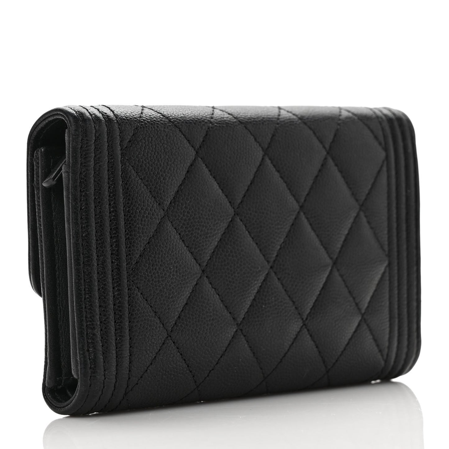 Caviar Quilted Medium Boy Flap Wallet Black
