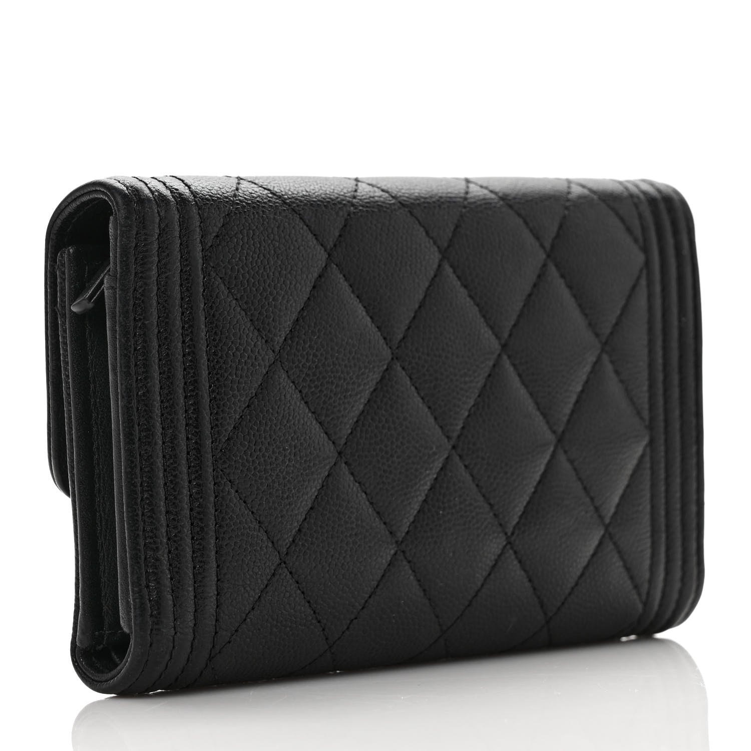 Chanel Caviar Quilted Medium Boy Flap Wallet Black 3 of 8